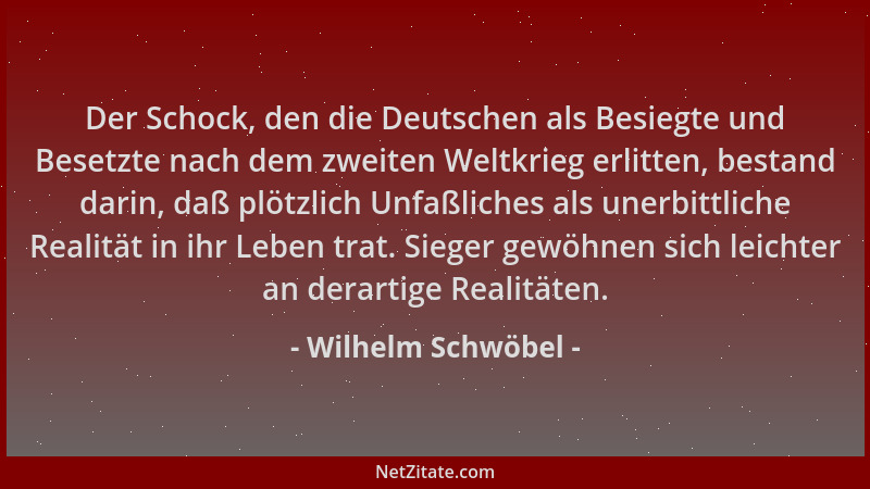 Wilhelm Schwöbel - Der Schock, den die Deutschen als Besiegte und Besetzte nach dem zweiten Weltkrieg erlitten, bestand dar...