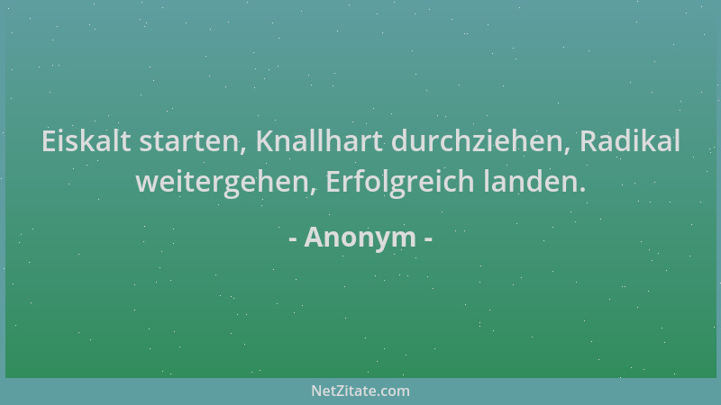Anonym - Eiskalt starten, Knallhart durchziehen, Radikal weitergehen, Erfolgreich landen....
