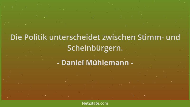 Daniel Mühlemann - Die Politik unterscheidet zwischen Stimm- und Scheinbürgern....