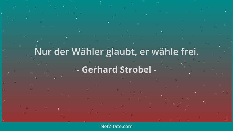 Gerhard Strobel - Nur der Wähler glaubt, er wähle frei....