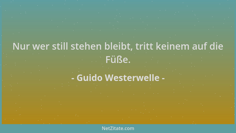 Guido Westerwelle - Nur wer still stehen bleibt, tritt keinem auf die Füße....