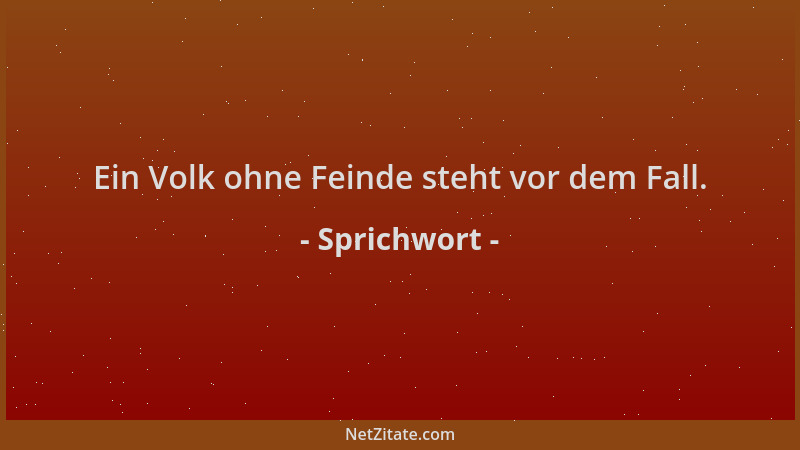 Sprichwort - Ein Volk ohne Feinde steht vor dem Fall....