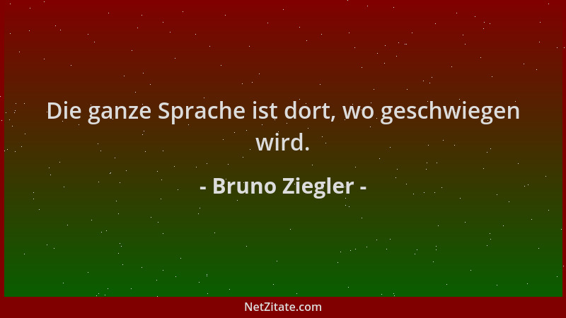 Bruno Ziegler - Die ganze Sprache ist dort, wo geschwiegen wird....