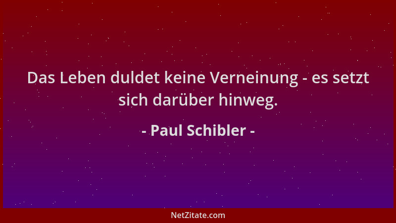 Paul Schibler - Das Leben duldet keine Verneinung - es setzt sich darüber hinweg....