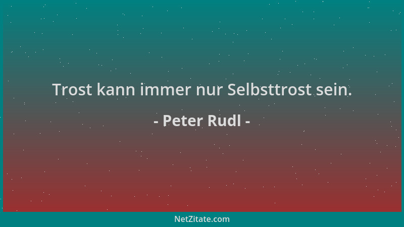 Peter Rudl - Trost kann immer nur Selbsttrost sein....