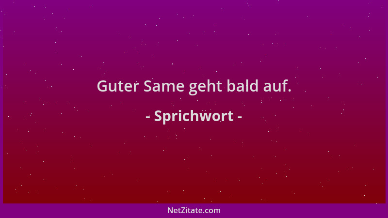 Sprichwort - Guter Same geht bald auf....