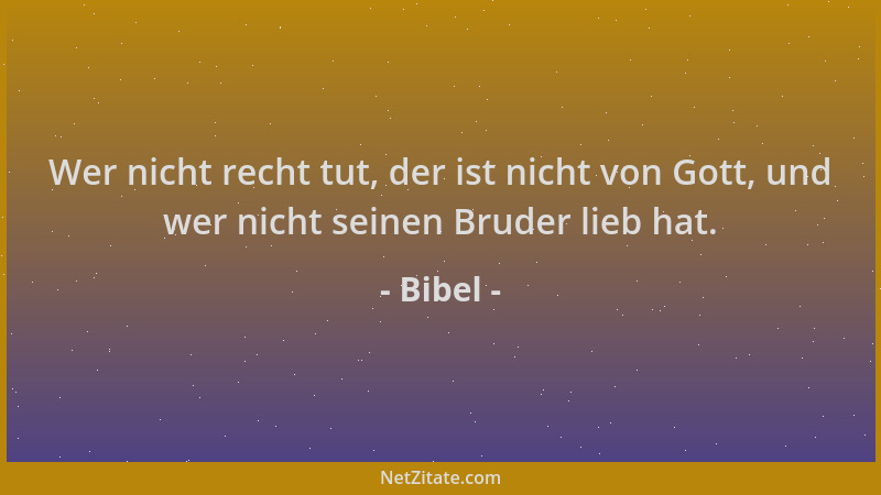 Bibel - Wer nicht recht tut, der ist nicht von Gott, und wer nicht seinen Bruder lieb hat....