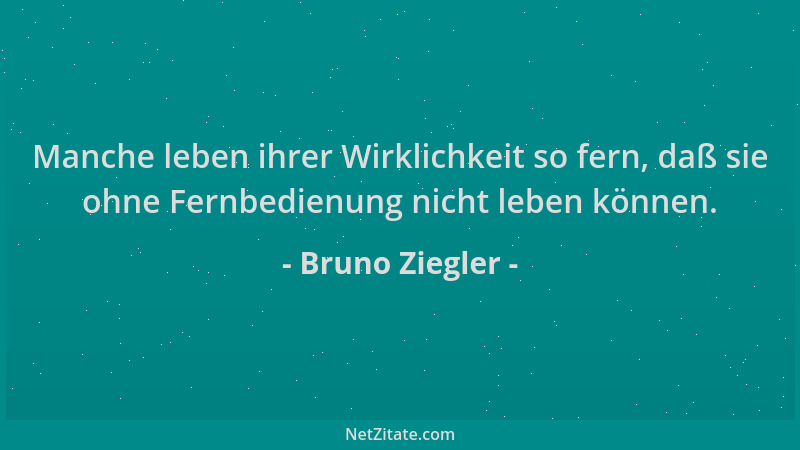 Bruno Ziegler - Manche leben ihrer Wirklichkeit so fern, daß sie ohne Fernbedienung nicht leben können....