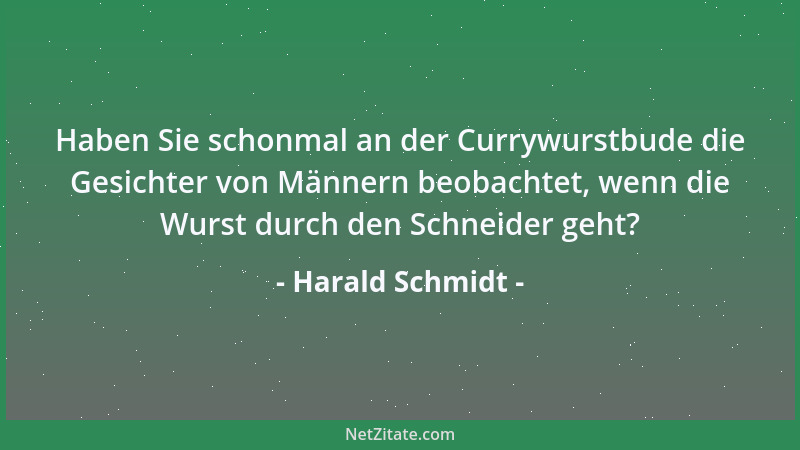 Harald Schmidt - Haben Sie schonmal an der Currywurstbude die Gesichter von Männern beobachtet, wenn die Wurst durch den Sc...