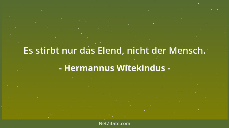 Hermannus Witekindus - Es stirbt nur das Elend, nicht der Mensch....