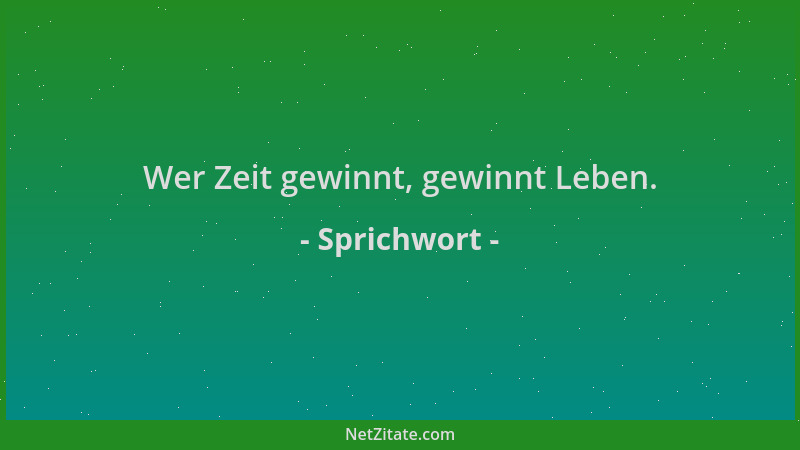 Sprichwort - Wer Zeit gewinnt, gewinnt Leben....