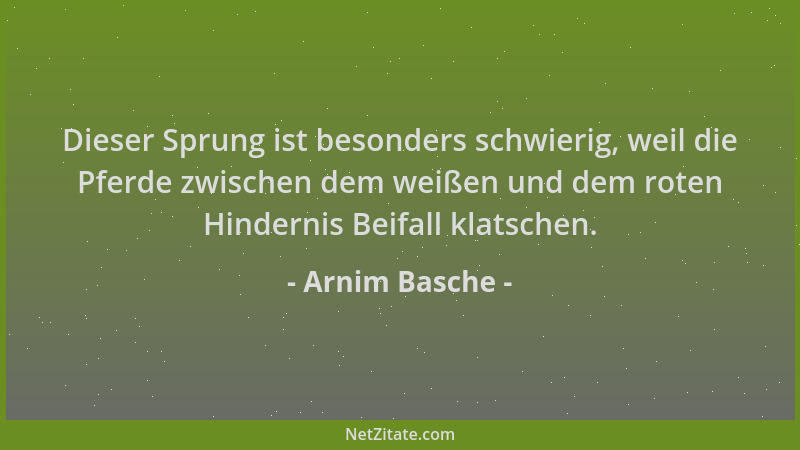 Arnim Basche - Dieser Sprung ist besonders schwierig, weil die Pferde zwischen dem weißen und dem roten Hindernis Beifall k...