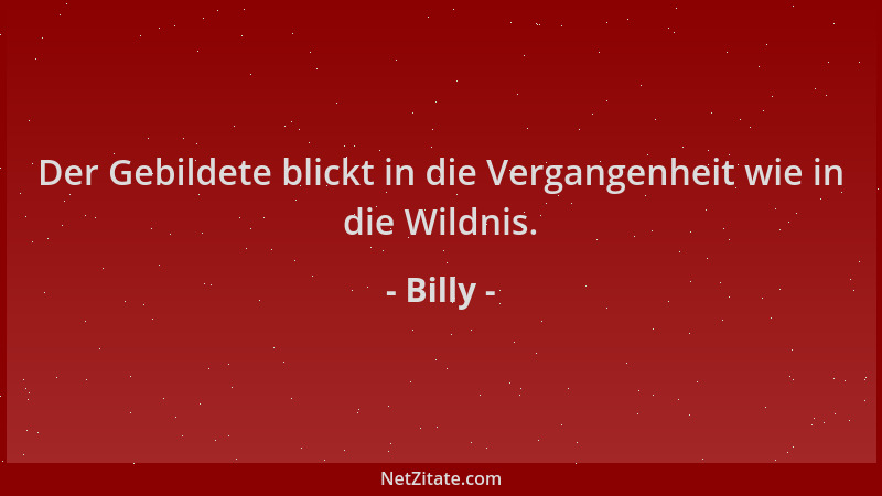 Billy - Der Gebildete blickt in die Vergangenheit wie in die Wildnis....