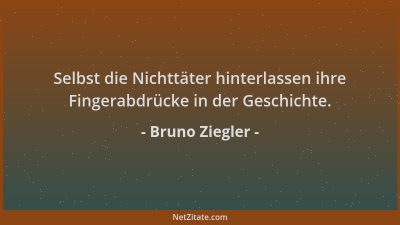 Bruno Ziegler - Selbst die Nichttäter hinterlassen ihre Fingerabdrücke in der Geschichte....
