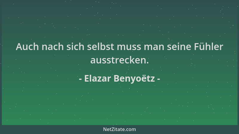 Elazar Benyoëtz - Auch nach sich selbst muss man seine Fühler ausstrecken....