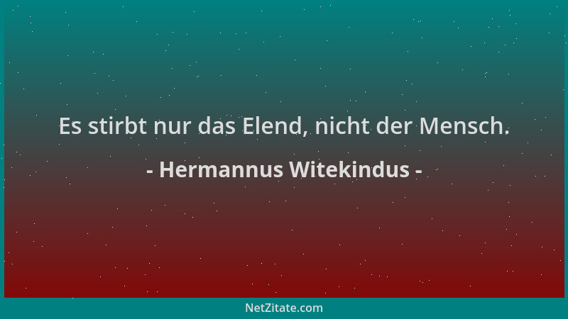 Hermannus Witekindus - Es stirbt nur das Elend, nicht der Mensch....