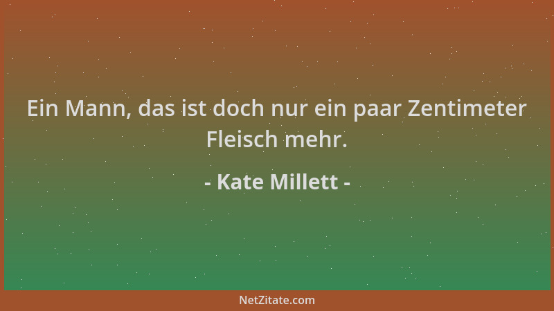 Kate Millett - Ein Mann, das ist doch nur ein paar Zentimeter Fleisch mehr....