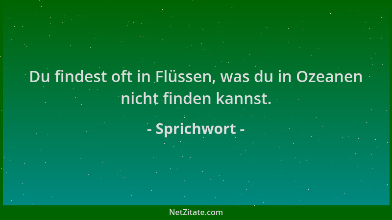 Sprichwort - Du findest oft in Flüssen, was du in Ozeanen nicht finden kannst....