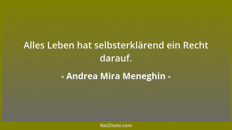 Andrea Mira Meneghin - Alles Leben hat selbsterklärend ein Recht darauf....
