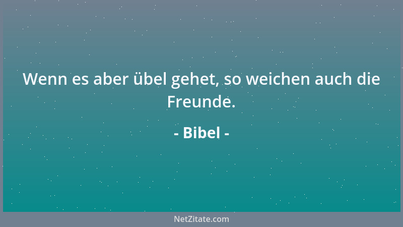 Bibel - Wenn es aber übel gehet, so weichen auch die Freunde....