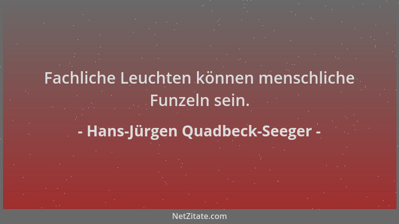 Hans-Jürgen Quadbeck-Seeger - Fachliche Leuchten können menschliche Funzeln sein....