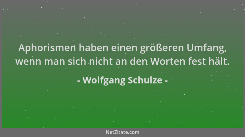 Wolfgang Schulze - Aphorismen haben einen größeren Umfang, wenn man sich nicht an den Worten fest hält....