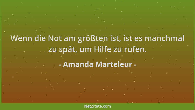 Amanda Marteleur - Wenn die Not am größten ist, ist es manchmal zu spät, um Hilfe zu rufen....