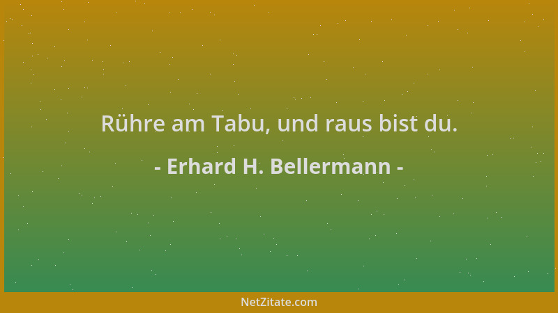 Erhard H. Bellermann - Rühre am Tabu, und raus bist du....