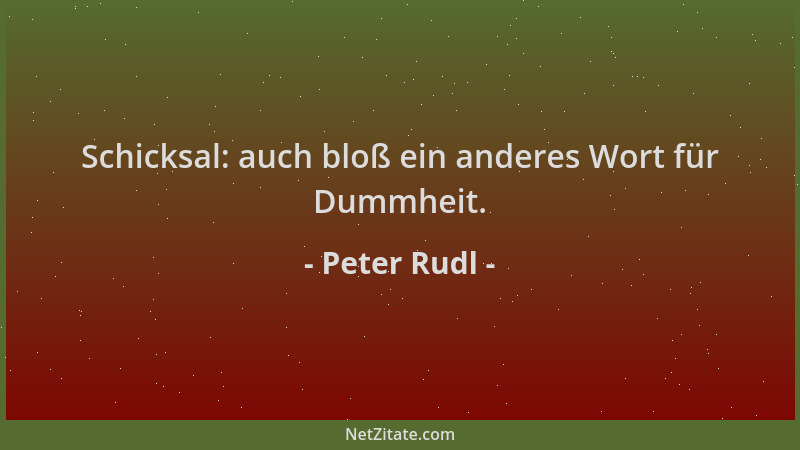 Peter Rudl - Schicksal: auch bloß ein anderes Wort für Dummheit....