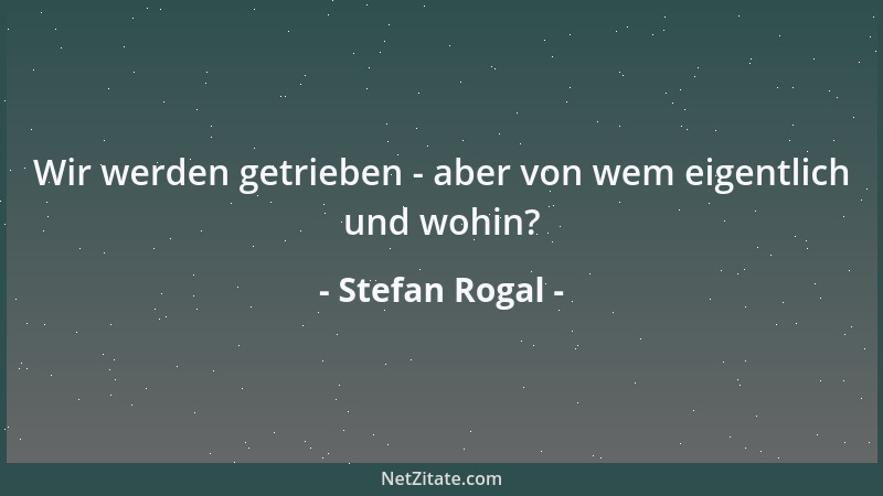 Stefan Rogal - Wir werden getrieben - aber von wem eigentlich und wohin?...