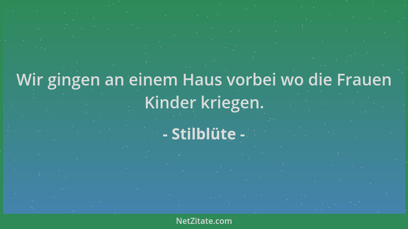 Stilblüte - Wir gingen an einem Haus vorbei wo die Frauen Kinder kriegen....