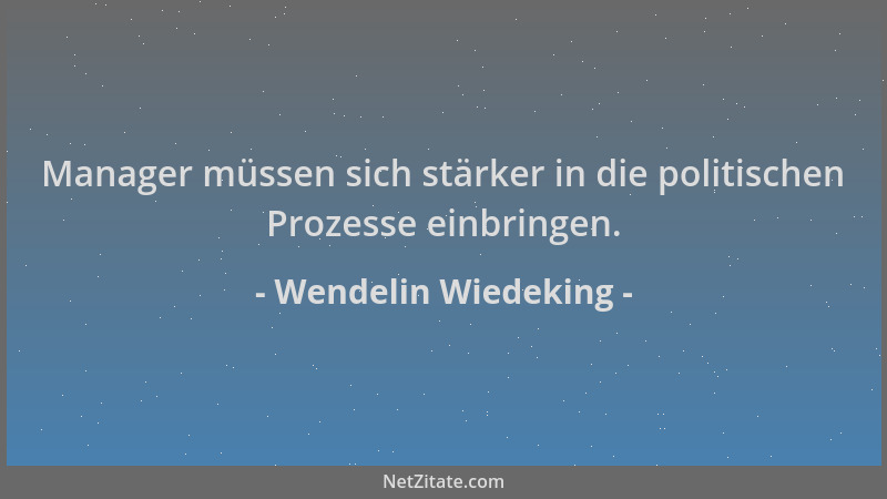 Wendelin Wiedeking - Manager müssen sich stärker in die politischen Prozesse einbringen....