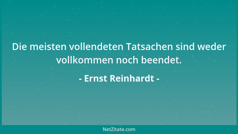 Ernst Reinhardt - Die meisten vollendeten Tatsachen sind weder vollkommen noch beendet....
