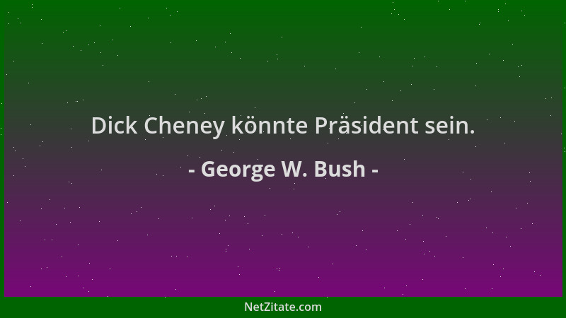 George W. Bush - Dick Cheney könnte Präsident sein....