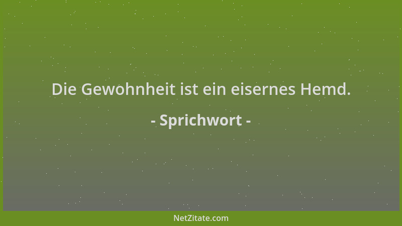 Sprichwort - Die Gewohnheit ist ein eisernes Hemd....