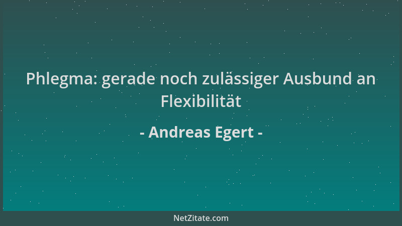 Andreas Egert - Phlegma: gerade noch zulässiger Ausbund an Flexibilität...
