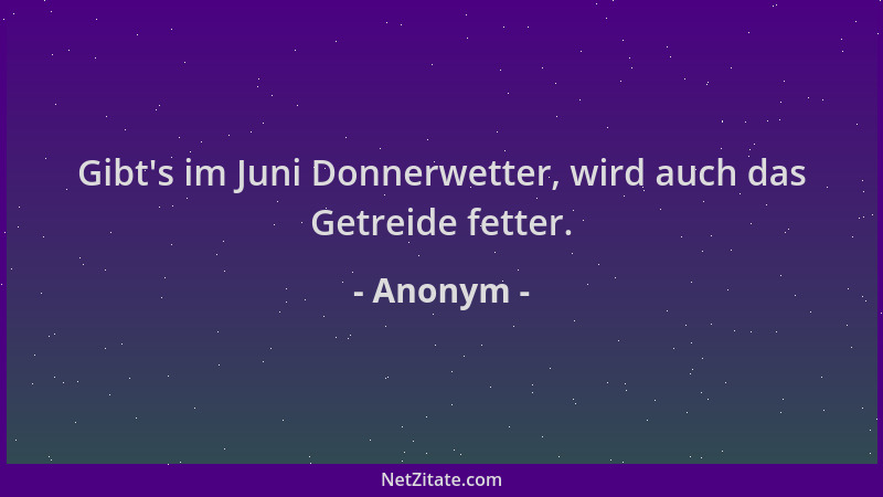 Anonym - Gibt 's im Juni Donnerwetter, wird auch das Getreide fetter....