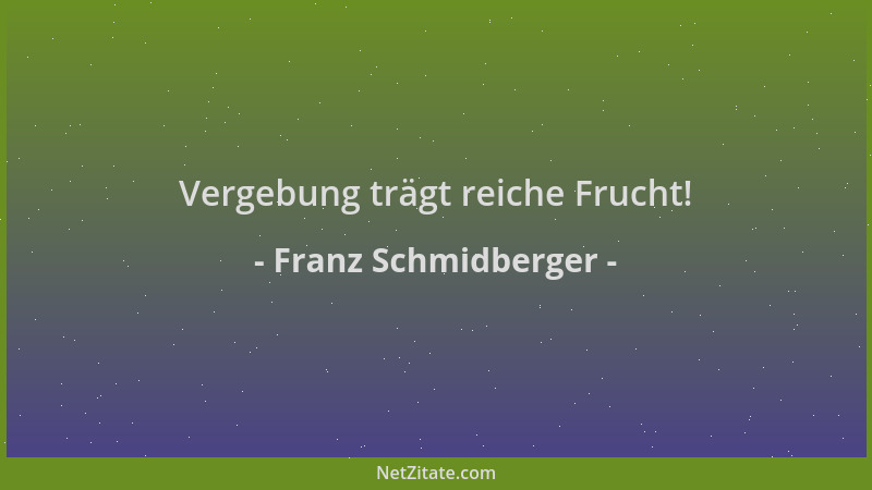Franz Schmidberger - Vergebung trägt reiche Frucht!...