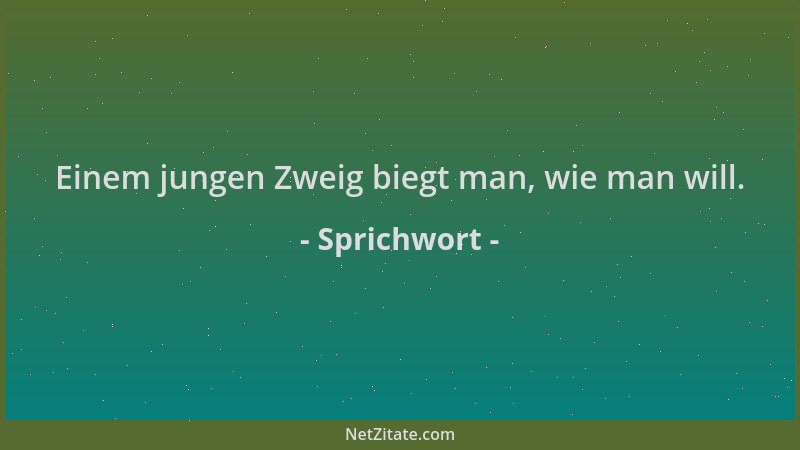 Sprichwort - Einem jungen Zweig biegt man, wie man will....