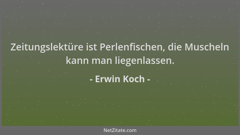 Erwin Koch - Zeitungslektüre ist Perlenfischen, die Muscheln kann man liegenlassen....