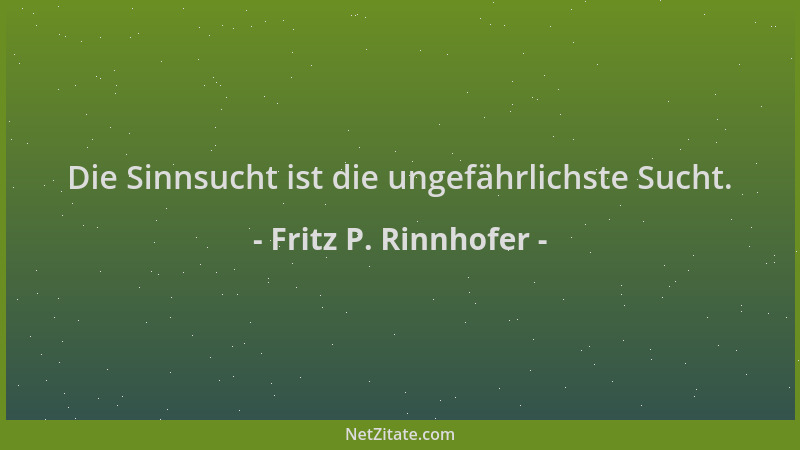 Fritz P. Rinnhofer - Die Sinnsucht ist die ungefährlichste Sucht....