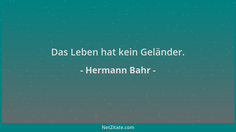 Hermann Bahr - Das Leben hat kein Geländer....