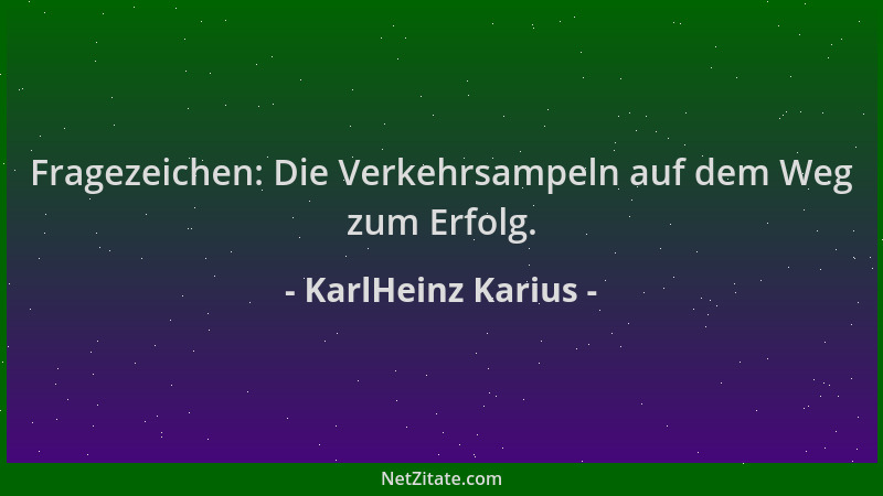 KarlHeinz Karius - Fragezeichen: Die Verkehrsampeln auf dem Weg zum Erfolg....