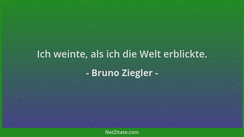 Bruno Ziegler - Ich weinte, als ich die Welt erblickte....