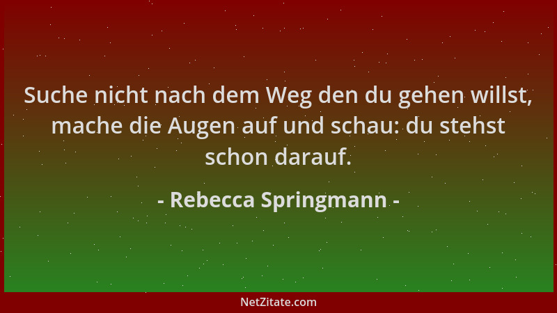 Rebecca Springmann - Suche nicht nach dem Weg den du gehen willst, mache die Augen auf und schau: du stehst schon darauf....