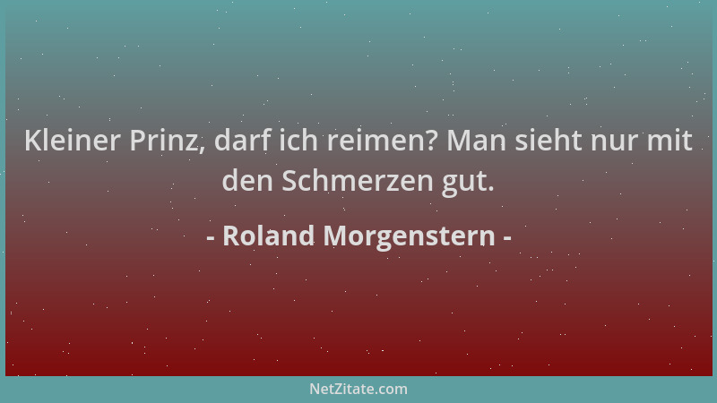 Roland Morgenstern - Kleiner Prinz, darf ich reimen? Man sieht nur mit den Schmerzen gut....