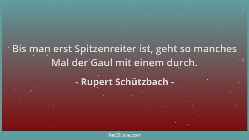 Rupert Schützbach - Bis man erst Spitzenreiter ist, geht so manches Mal der Gaul mit einem durch....
