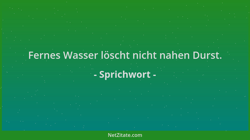 Sprichwort - Fernes Wasser löscht nicht nahen Durst....