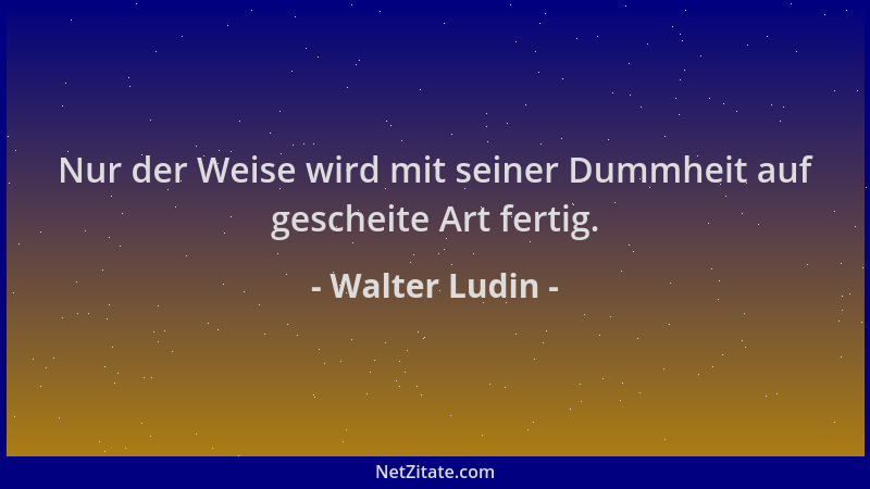 Walter Ludin - Nur der Weise wird mit seiner Dummheit auf gescheite Art fertig....