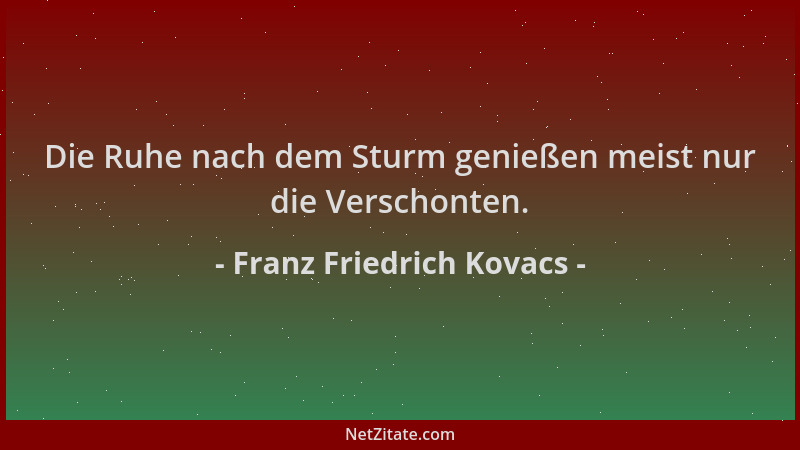 Franz Friedrich Kovacs - Die Ruhe nach dem Sturm genießen meist nur die Verschonten....